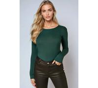 Aftershock London Women's Round Neck Long Sleeve Top in Bottle Green | Size: Medium/Large Aftershock London Bottle Green M/L