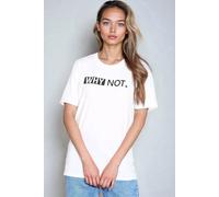 Aftershock London Women's Why Not Printed Cotton T-Shirt in White | Size: Large Aftershock London White L