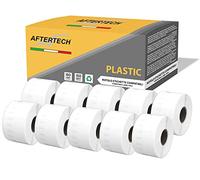 Aftertech 10 x 11356P 41 x 89 mm Compatible Adhesive Waterproof Plastic Labels Rolls (300 Labels/Roll = 3000 Total) for Dymo LabelWriter Printer 10x11356PLA