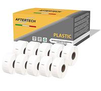 Aftertech 10x 11352P 25x54 mm Compatible Adhesive Waterproof Plastic Labels Rolls (500 Labels/Roll = 5000 Total) for Dymo LabelWriter Printer 10x11352PLA