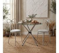 Afton Clear Glass Round Dining Table with Chrome Legs
