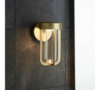 afton clear glass shade bathroom wall light in brushed gold