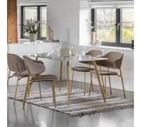 Afton Marble Effect Glass Dining Table (Seats 4-6) Marble White