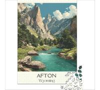 Afton Wyoming Art jigsaws for adults1000 pieces | antique style map artwork for history lovers to enjoy recreating an old world map in your free time to enjoy at home50x75cm