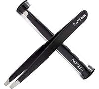 AFTREN Tweezers for facial hair women & men Professional Stainless Steel black color coated precision tweezers Slanted & Pointed Tip eyebrow tweezers for Ingrown Hair tweezers (Black)