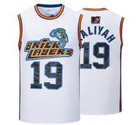 Afuby Aaliyah Jerseys 19 Bricklayers Rock N Jock 90s Hip Hop Basketball Jersey fro Men, White, Large