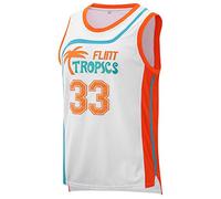 Afuby Flint Tropics Jersey Moon #33 Basketball Jerseys,90S Hip Hop Jersey S-XXXL - White - Large