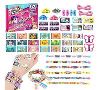 Afufu 320 Mini Holographic Stickers| 6 Bracelets| 2 Necklaces| 6 Pendants, DIY Friendship Bracelet Jewellery Making Kit Girls Toy for Age 3+, Collectible Reusable School Prize Party Favors Gifts