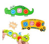 Afufu 3PCS Fidget Popper Sensory Toys for Toddlers 10+ Months, Baby Montessori Early Development & Educational Toys for Fine Motor Skills, Stress Relief, Travel Activities, Autism Gift for Boys Girls