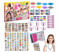 Afufu 700 Mini Holographic Stickers & Collecting Book, DIY Friendship Bracelet Jewellery Making Kit Toy for Girls Age 3+, Creative Craft Gift, Collectible Reusable School Prize Party Bag Fillers
