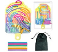 Afufu Fidget Toys for Autism Kids 3+ & Adults, Double-Sided Sensory Activity Board with 12*Silicone Strings, Special Needs Developmental Toys, Travel Games Toddler Plane Activities Stress Relief