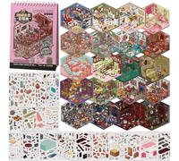 Afufu Horror Stickers for Adults & Kids, 20 Sets 3D Sticker Scene DIY Miniature House, Reusable Sticker Book Sticker Therapy Store, Non Toxic Safe Craft Set for Stress Relief Creative Fun Collection