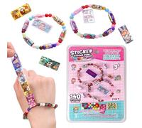 Afufu Sticker Bracelet Making Kit for Age 3+ Girls, 140 Mini Holographic Stickers| 2 Pendants| 2 Friendship Bracelets, Reusable Collectible Toy, DIY Sticker Jewelry Kit School Prize Party Favors