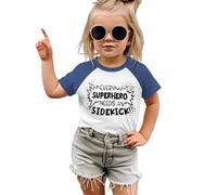 AFUKUIA - Baby Boy Short Sleeve Tee, Superhero Need A Companion, Funny Matching Sibling Clothes, Blue, 2-3 Años