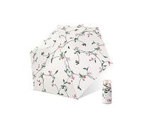 AFULILI Small Compact Travel Umbrella UV Protection Mini Umbrella Perfect for Travel Lightweight Portable Parasol Outdoor Sun & Rain Umbrellas, White flower, 6K, Compact