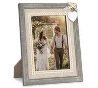 Afuly 6x4 Photo Frame Heart with Lace Wooden Rustic 4x6 Picture Frames | Wall Hanging Desk Landscape Portrait Display, HD Glass & Solid Wood, Wedding Birthday Memorial Gift for Family Couple Women