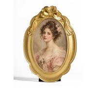 Afuly 6x4 Photo Frame Vintage Gold Ornate Oval Bow 4x6 Picture Frame | Wall Hanging Desk Landscape Display, HD Glass, Durable Resin, Women Family Mum Grandma Baroque Gift For Anniversary Birthday