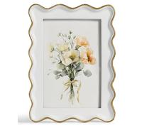 Afuly 6x4 Photo Frame White Wavy Shabby Chic 4x6 Picture Frames | Wall Hang Desk Landscape Portrait Display, HD Glass, Durable Resin, Gift For Women Mum Girl Family Anniversary Birthday