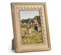 Afuly 6x4 Photo Frame Wooden Carving Wavy Rustic 4x6 Picture Frames | with HD Glass & Hooks, Desk Tabletop Double-Sided Display, Farmhouse Decor Family Women Grandma Memorial Gift