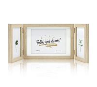 Afuly 7x5 Multiple Photo Frame 6X4 Wooden Pictures Frames Collage 3 Hinged Triple Frame for Wall and Tabletop Desktop Wedding Christmas Brithday Wowen Mom Grandma Family Friends Couple Gifts