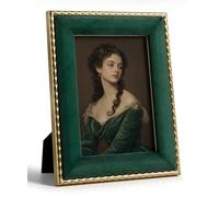 Afuly 7x5 Photo Frame Vintage Green Gold Luxe Velvet 5x7 Picture Frames | Wall Hang Desk Landscape Portrait Display, HD Glass, Durable PS & Luxe Velvet, Birthday Memorial Gift for Women Family