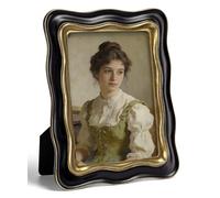 Afuly 7x5 Photo Frames 5x7 Vintage Picture Frame Black & Gold Resin with Glass Front, Curved Wavy Design for Tabletop or Wall Display, Home Decor Gifts for Family Mum Dad Grandma Birthday Anniversary