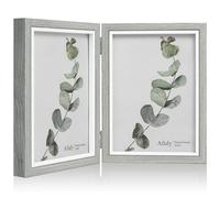 Afuly 7x5 Photo Frames Multiple Pictures Double Photo Frame 5x7 Picture Frame Wooden Picture Frames 7 X 5 With Glass Gray Twins Foldable Frames for Desk Mother'S Day Christmas Gifts for Women