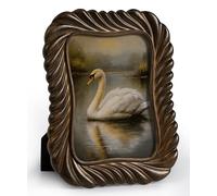 Afuly 7x5 Photo Frames Vintage Picture Frame Rustic Photo Frame 5x7 Picture Frames Victorian Brown Resin Curved Frame Home Decor For Tabletop And Wall Hanging, Birthday Christmas Gifts For Women