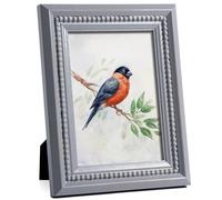 Afuly 7x5 Photo Frames Wooden Picture Frames Vintage Photo Frame 5x7 Picture Frame Beaded Trim Grey Wall Frames For Living Room Tabletop Wall Birthday Christmas Gifts For Women Parents Family