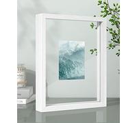 Afuly 8x10 Photo Frame White Picture Frames Floating Photo Frames Glass Picture Frame For Pressed Flowers Double Sided Floating Frame Display 4x6 5x7 6x8 Photo Up To 10x8 For Wedding Gifts