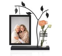 Afuly Black 7×5 Photo Frame 5×7 inch Picture Frame as Gift for Mum，Double Sided with Vase and Metal Tree Wedding Friends Birthday Family Gifts for Desk Tabletop Wall with Mounts Display Decoration