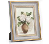 Afuly Photo Frame 7x5 Vintage Picture Frame 5×7 inch Grey Gold Wedding Friends Birthday Family Christmas Women Family Gifts for Desk Tabletop Wall with Mounts Antique Retro Display Decoration