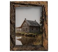 Afuly Rustic Picture Frames 5x7 Photo Frame Wooden Brown With Real Bark & Glass for Farmhouse Home Decor, Tabletop Wall Hanging Gifts for Family Friends Mother's Day