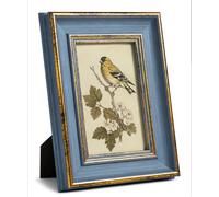 Afuly Vintage 6x4 Photo Frame Blue Gold Antique 4x6 Picture Frames | Wall Hanging Desk Landscape Display with Stand & Hooks, HD Real Glass, Durable PS, Wedding Birthday Memorial Gift for Family