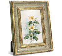 Afuly Vintage 6x4 Photo Frame Green Gold Antique 4x6 Picture Frames | Wall Hanging Desk Display with Stand & Hooks, HD Real Glass, Durable PS, Festival Birthday Memorial Gift for Family Women