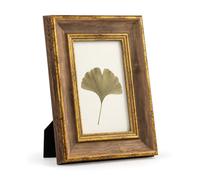 Afuly Vintage 6x4 Photo Frame Wood Gold Antique 4x6 Picture Frames | Wall Hanging Desk Display with Stand & Hooks, HD Real Glass, Durable PS, Festival Birthday Memorial Gift for Family Women