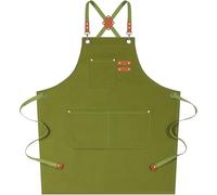AFUN Chef Aprons for Women Men with Large Pockets, Cotton Canvas Cross Back Water Repellent Work Apron, Size M to XXL (Armygreen)