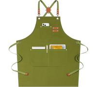 AFUN Chef Aprons for Women Men with Oversized Pockets, 12-Ounce Cotton Canvas Cross Back Water Repellent Apron (Army Green)