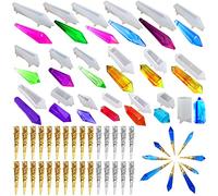 AFUNTA 20 Pcs Pendulum Resin Molds, Crystal Pendant Silicone Molds Multi-Facet Gemstone Resin Molds Silicone for Jewelry Necklace Making DIY Craft with 30 Pcs Bead Caps