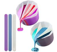 AFUNTA 3/5 Cavities Split Cups for Pouring Paint, Reusable Silicone Slotted Cup for Pouring Acrylic with 3 Silicone Mixing Sticks