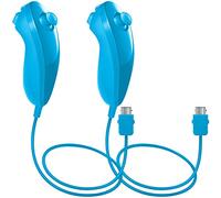 AFUNTA Nunchuck Controllers for Nintendo Wii U, 2 Packs Replacement for WII U Video Game - Light Blue