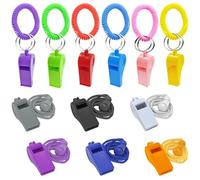AFUNTA Whistle for Coaches, 6 Pack Loud Whistle with Lanyard 6 Pack Stretchable Wrist Plastic Sport Whistle, Safety Whistles for Emergency, Women, Refereeing, Footballing