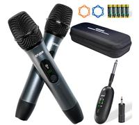 AFUOO Wireless Microphone Set for Singing, Speeches, Karaoke, Dual-Mic Receiver with AA Battery, Storage Case Included, Metal Cordless Mic 2 Pack for Karaoke Machines, PA Systems, Amplifier, Navy Blue