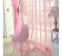 AFUT 100x200CM Decorative Sheer Voile Curtains - Gauze Drape Panel Tulle for Office (Pink)