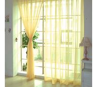 AFUT 100x200CM Decorative Sheer Voile Curtains Gauze Drape Panel Tulle for Office (Yellow)