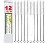 AFUUFA Long Straw Brush Set 10 Pack, Tube Cleaner Extend 12 inch.Straw Cleaner Brush with 12 mm diam for Mutile Size Pipes,Brush for Straw with Nylon Bristles and Stainless Steel Handle Straw Brush.