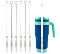 AFUUFA Straw Cleaner Brush Set 6-Pieces of Stainless Steel Nylon Bristles Cleaner Brush for Cleaning Stanley(20oz- 30oz),Reusable Straws, Water Bottles, Coffee Makers,Pet Water Fountain, Trachea Tube