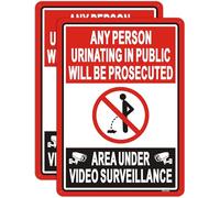 Afuven Aluminium No Urinating Signs, 14 x 10 Inches, Red, Authoritative Style, 2 Pack