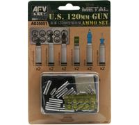 AFV Club U.S. 120mm Metal Gun Ammo Set for 1:35 Scale Model Kits and Dioramas