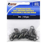 AFW Stainless Steel Ball Bearing Swivels with Double Welded Rings, Size #6, 445 lb Test,Gunmetal Black, 10 pc